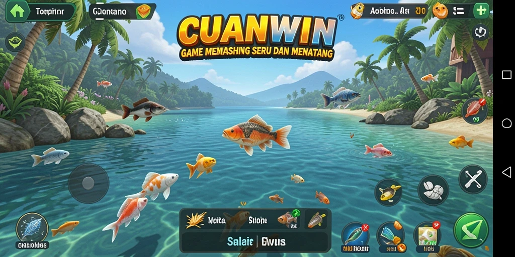 Tangkapan layar utama CUANWIN menunjukkan pemain sedang memancing di lokasi menarik.
