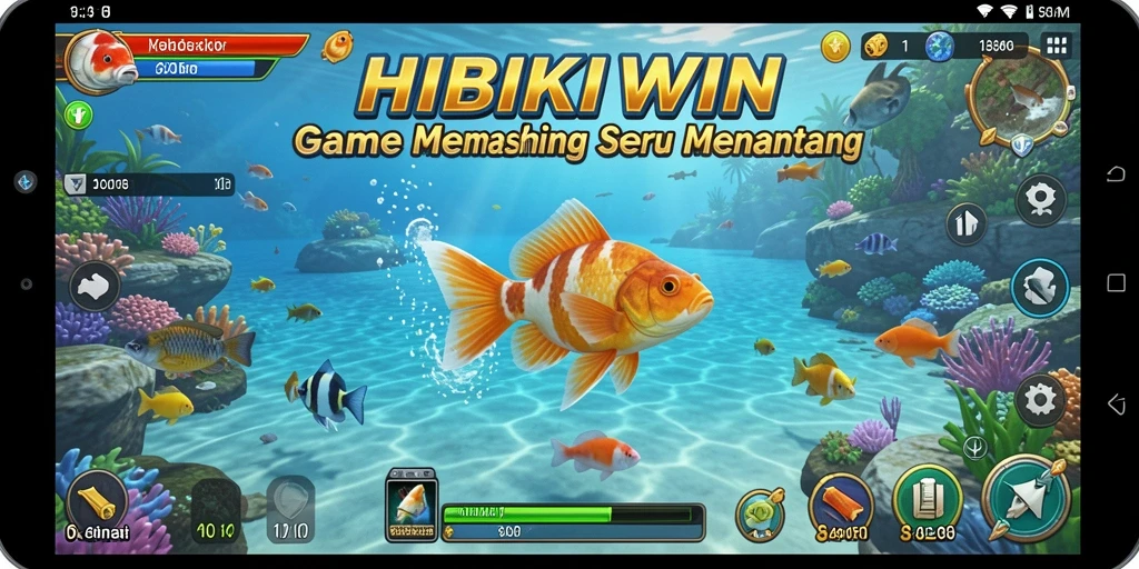 Screenshot gameplay HIBIKIWIN menunjukkan pengalaman memancing yang nyata.
