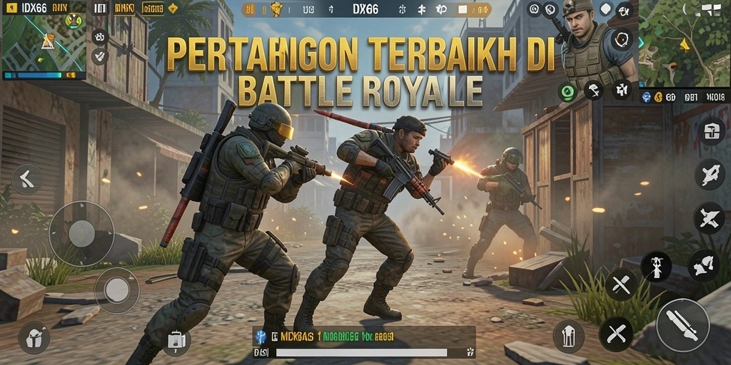 Screenshot gameplay IDX66 yang menampilkan aksi pertarungan Battle Royale.