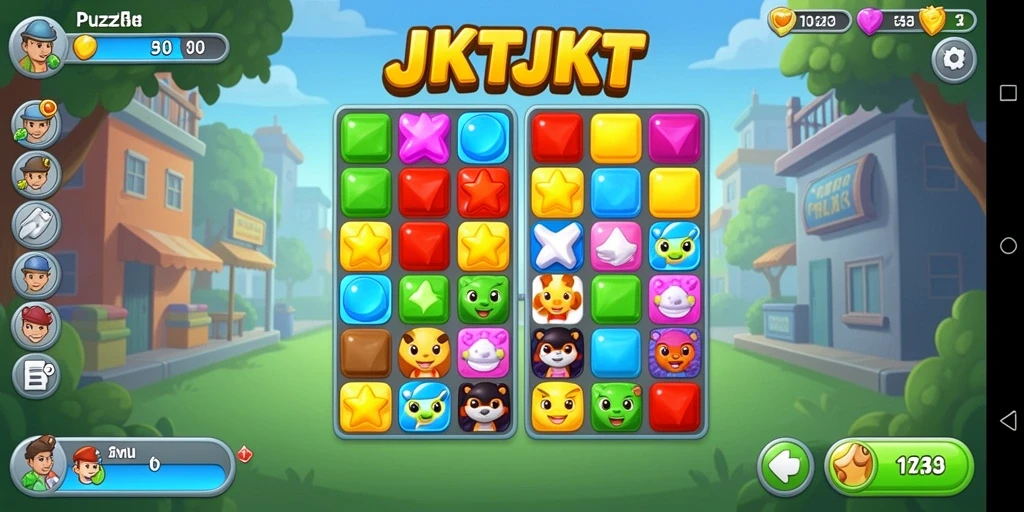 Screenshot JKTJKT menampilkan gameplay seru dalam kategori Match-3.