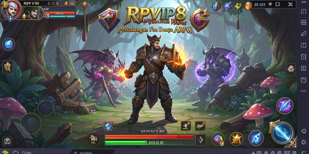 Screenshot gameplay RPVIP8 yang menampilkan pertarungan epik dan karakter yang unik.