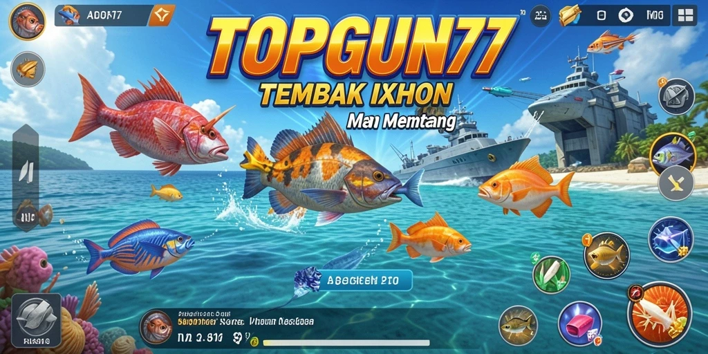 Gambar menampilkan gameplay seru Tembak Ikan dalam TOPGUN77.