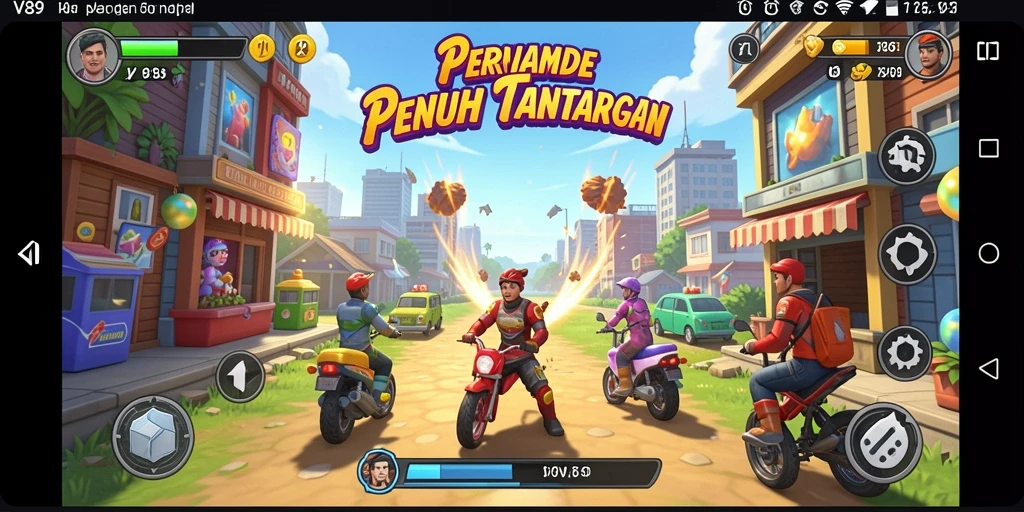 Tangkapan layar V89 menunjukkan gameplay arcade yang seru dan menantang.